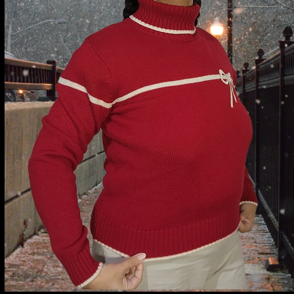 Liz Claiborne Red Gift Wrap Sweater Sz Sm - Picture 2 of 8